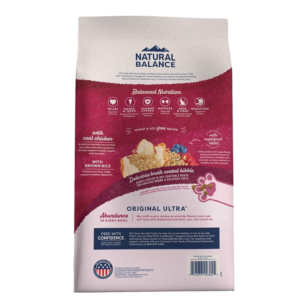 Natural Balance Pet Foods Original Ultra Broth Coated Dry Cat Food Chicken & Salmon 6-lb