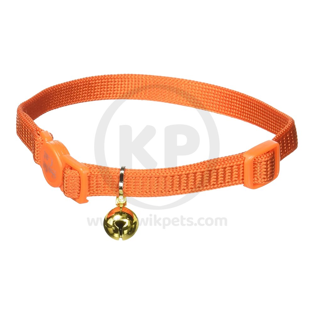 Coastal Safe Cat Adjustable Snag-Proof Nylon Breakaway Collar Sunset Orange 3/8 in X 8-12 in