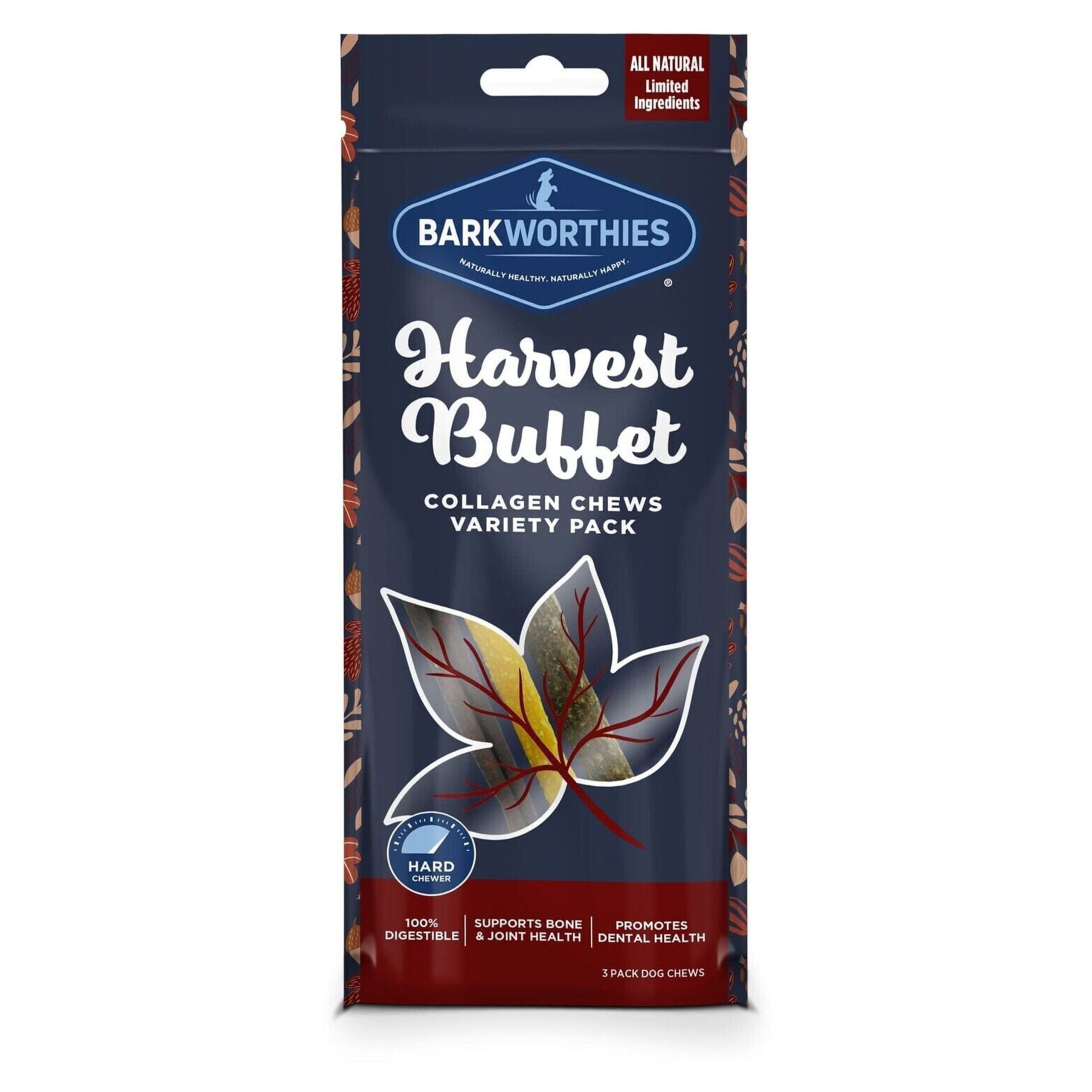 Barkworthies Harvest Buffet Collagen Dog Chew Variety Pack 3 Count