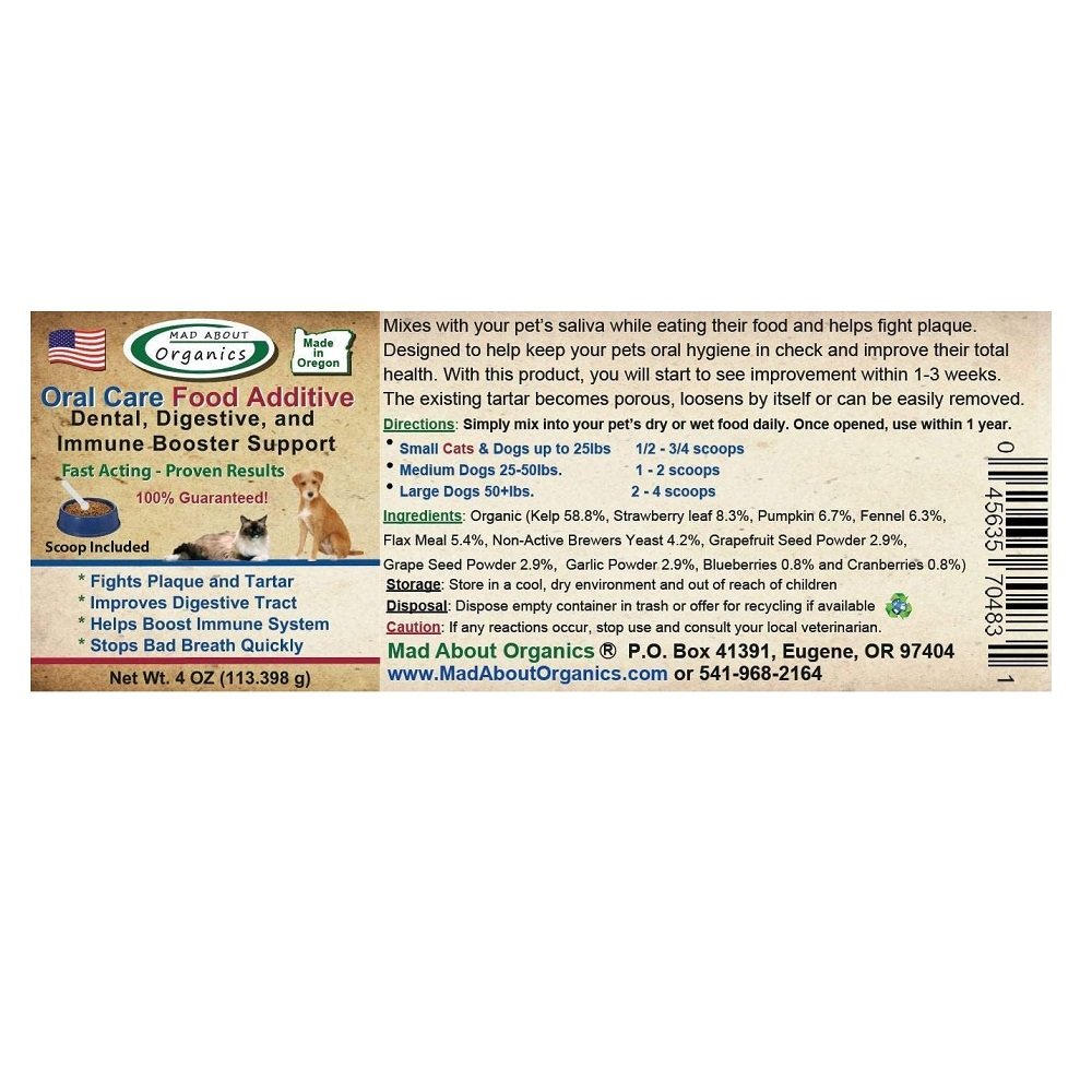 Mad About Organics Oral Care Food Additive for Dogs & Cats 4-oz