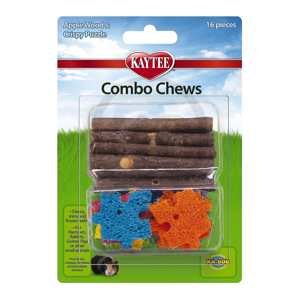 Kaytee Apple Wood & Crispy Puzzle Combo Chews for Small Animals 16 Count