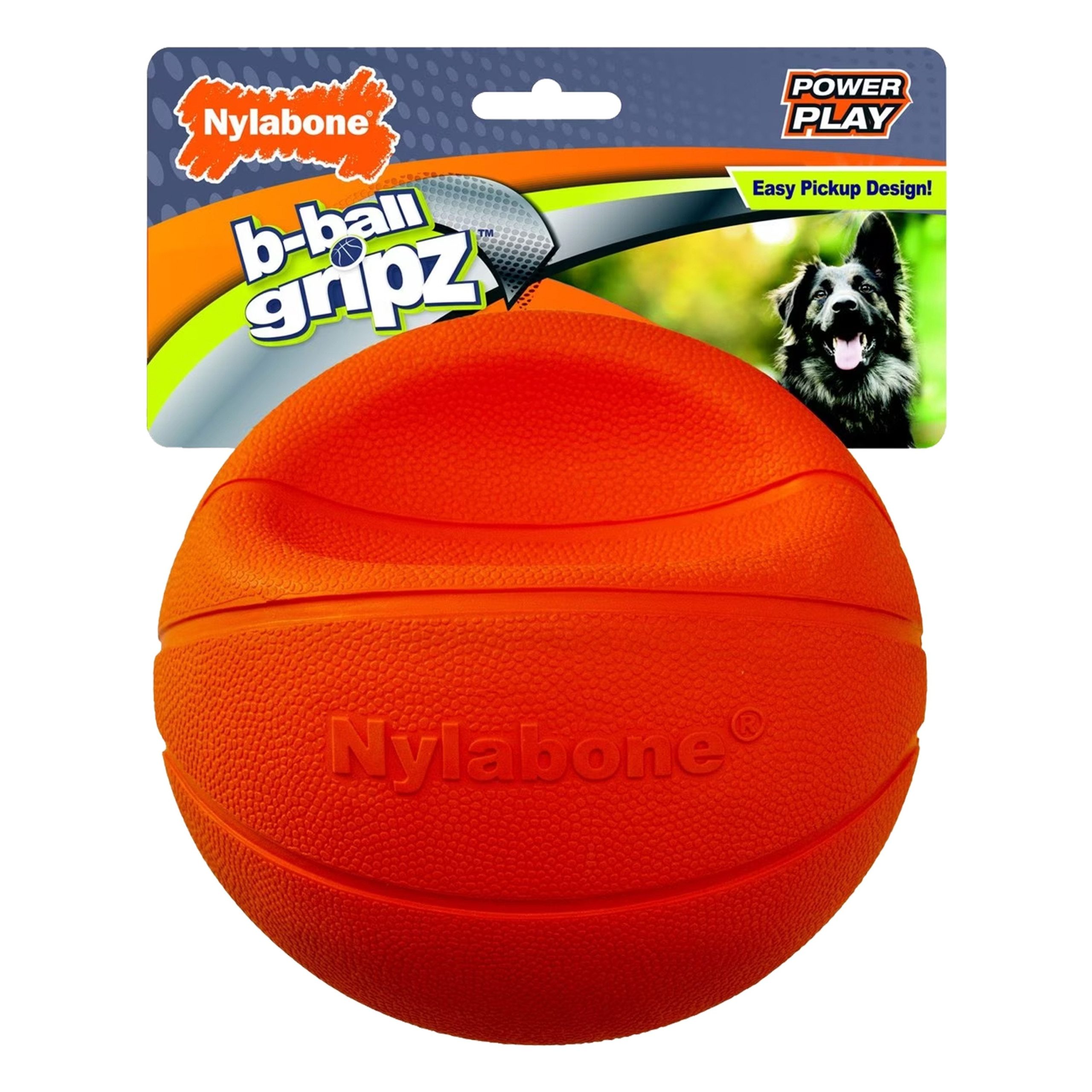 Nylabone Power Play Basketball B-Ball Gripz Dog Toy Large/Giant – Up To 50 lbs 6.5-in