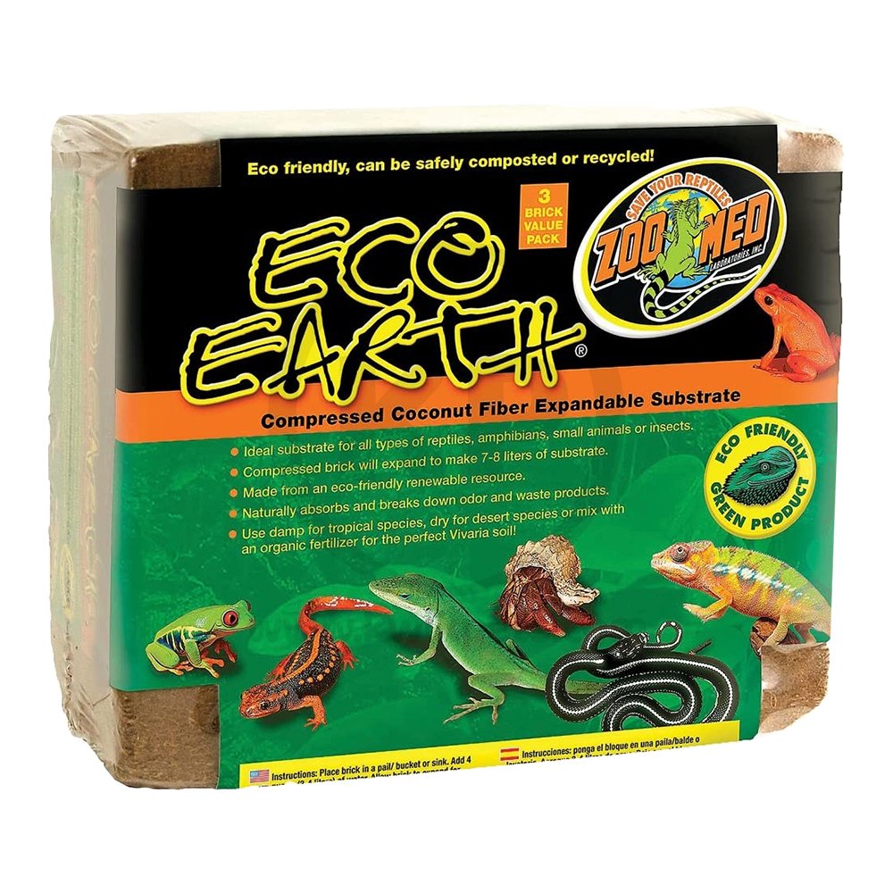 Zoo Med Eco Earth Compressed Coconut Fiber Substrate Brown 3 Count