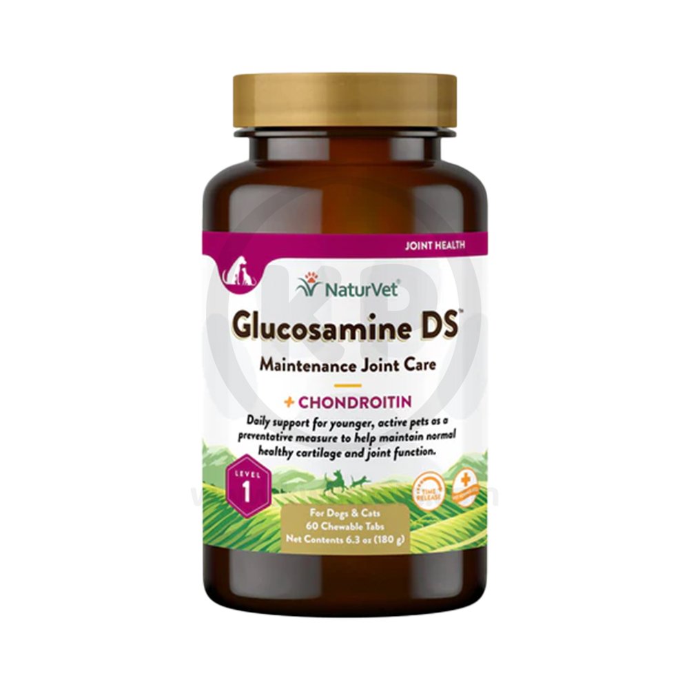 NaturVet Glucosamine DS with Chondroitin Time Release Chewable Tablets for Dogs & Cats 60 Count 6.3-oz