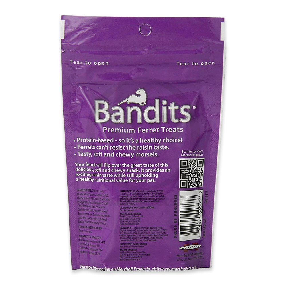 Marshall Pet Products Bandits Ferret Treat Raisin 3-oz