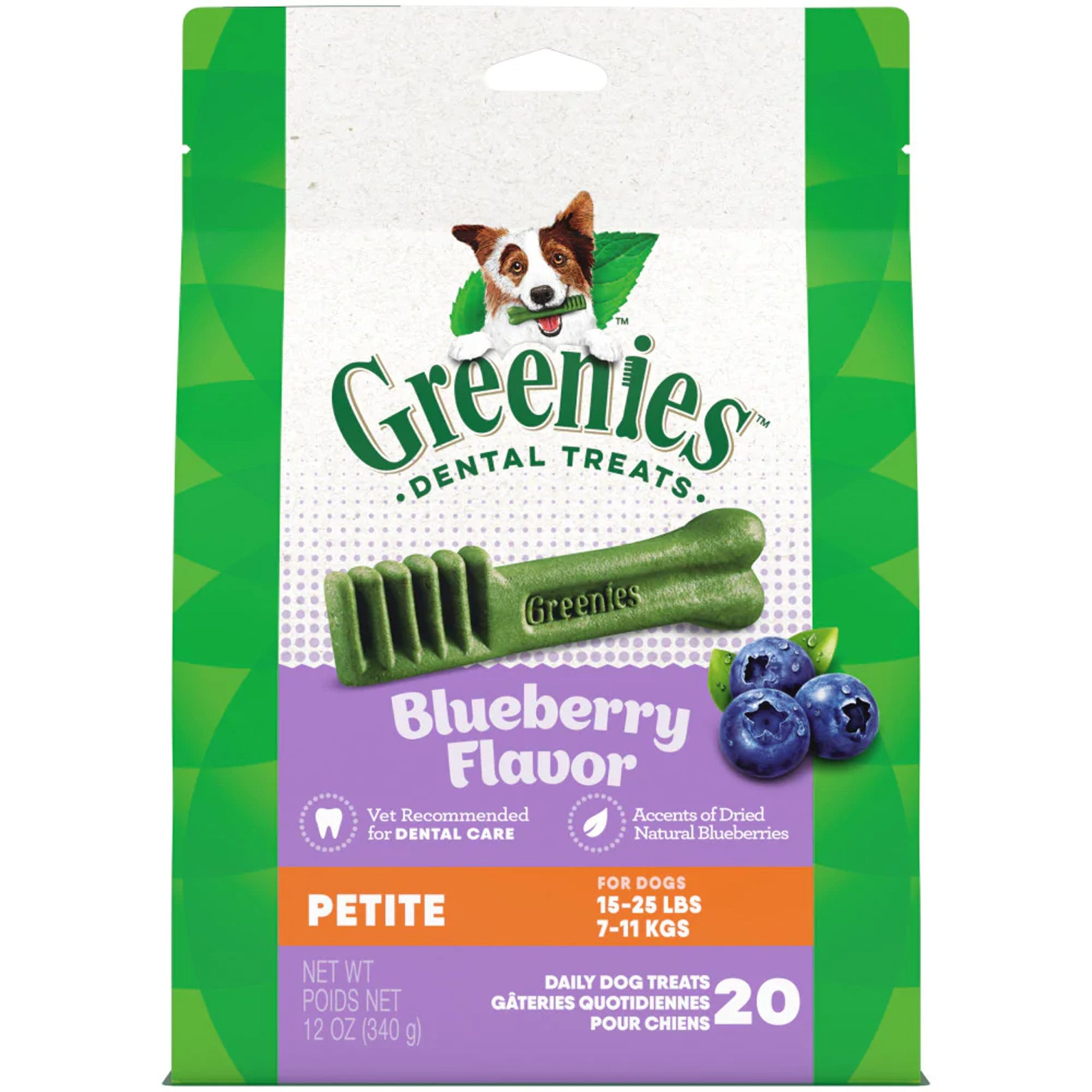 Greenies Blueberry Dog Dental Treats Petite 12-oz 20 Count