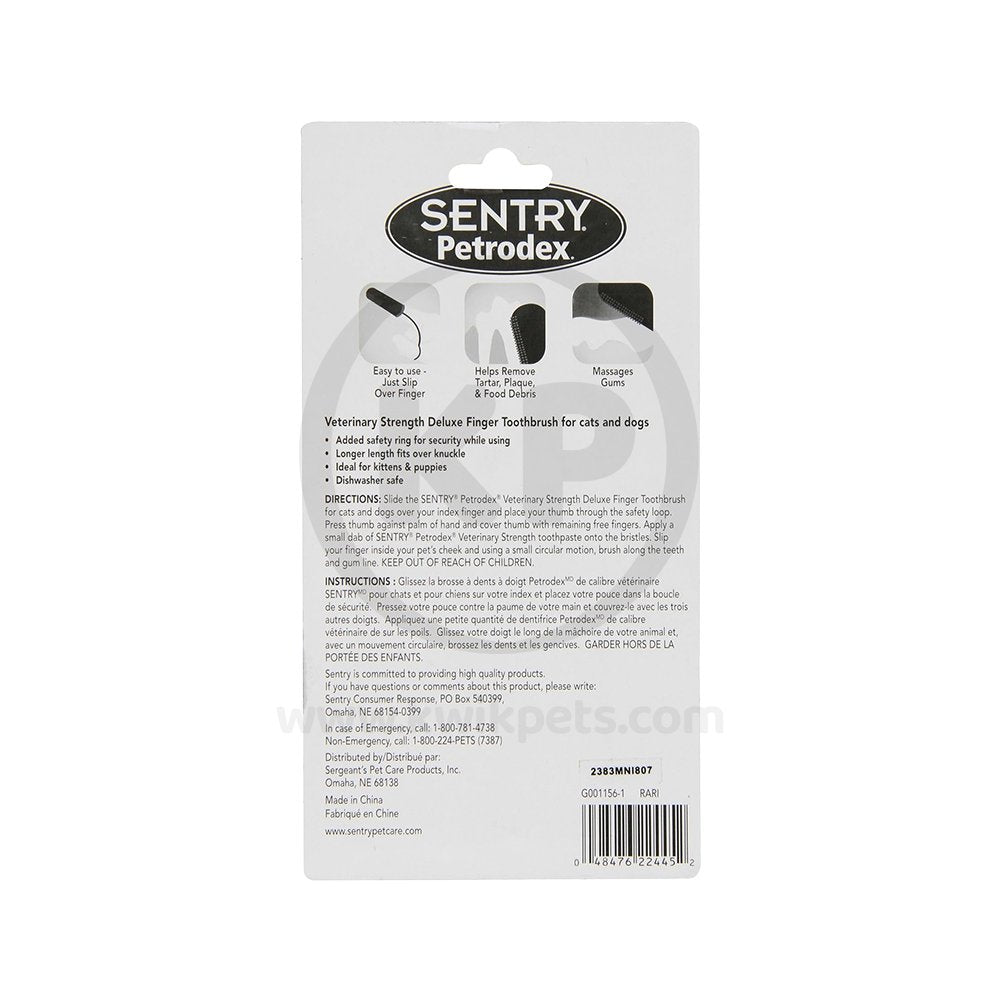 Sentry Petrodex Deluxe Finger Toothbrush for Dogs & Cats 2 Count