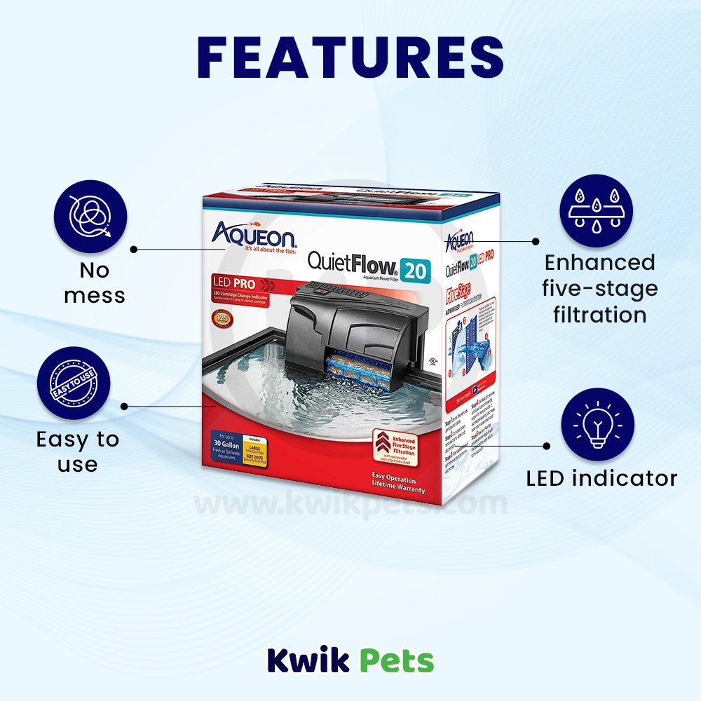 Aqueon QuietFlow LED PRO Aquarium Power Filter Size 10