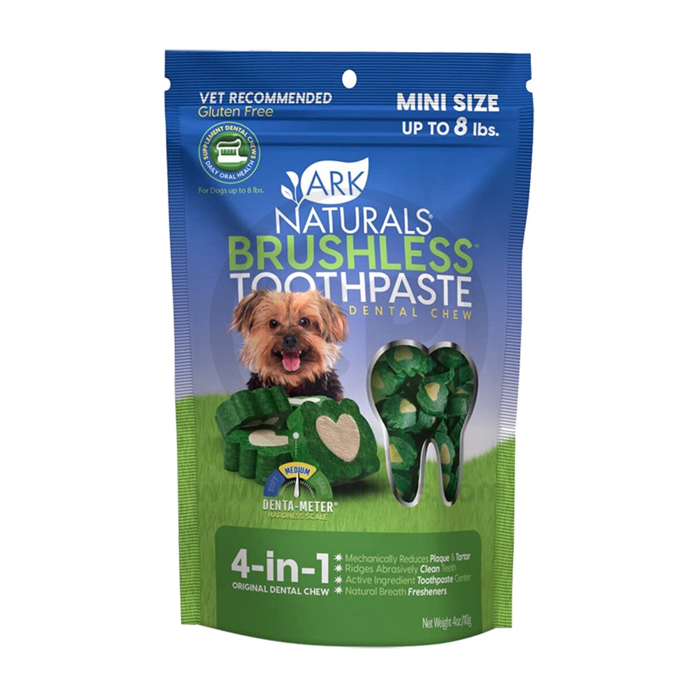 Ark Naturals Brushless Toothpaste Dog Dental Chews Mini 4-oz