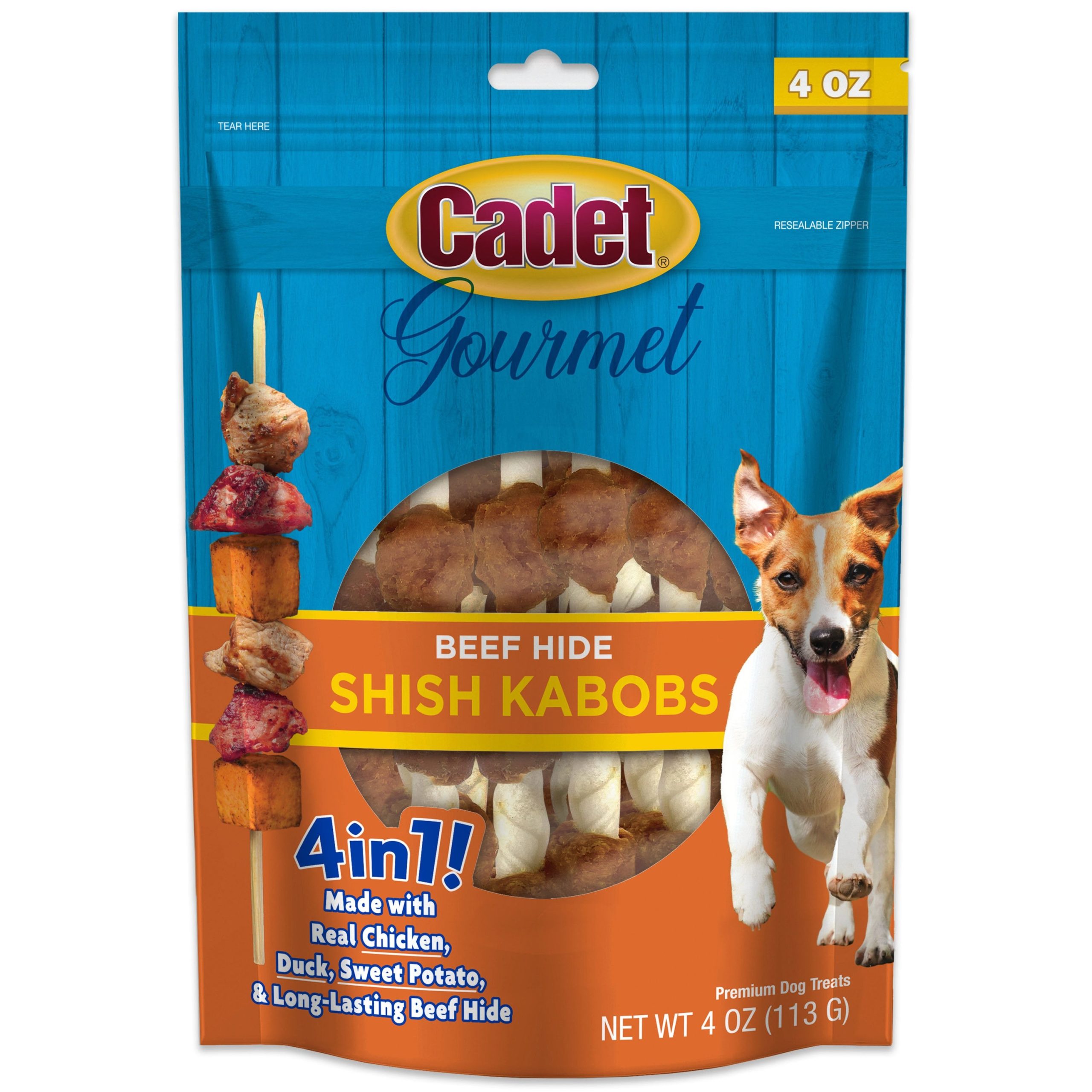 Cadet Gourmet Beef Hide Shish Kabob Dog Treats Small 4-oz