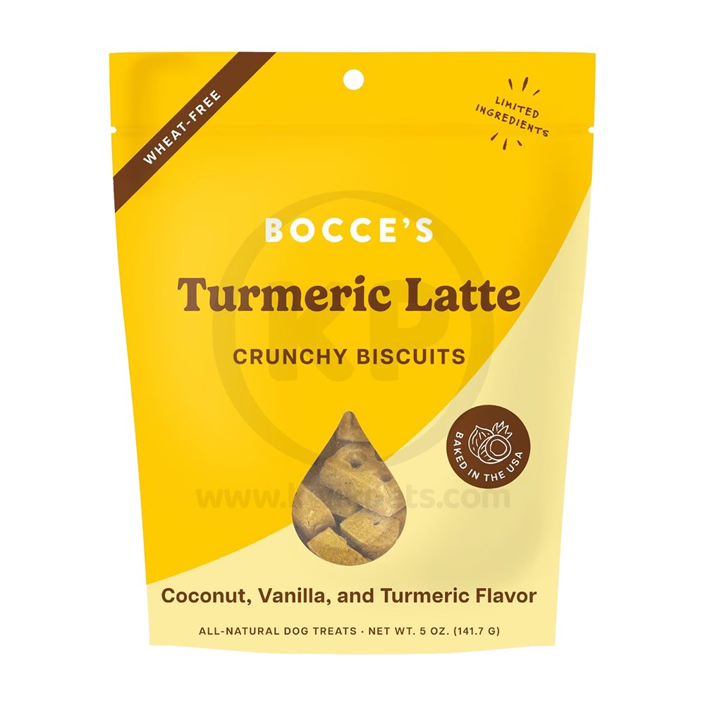 Bocce’s Bakery Tumeric Latte Crunchy Biscuits Dog Treats Coconut Vanilla & Turmeric 5-oz