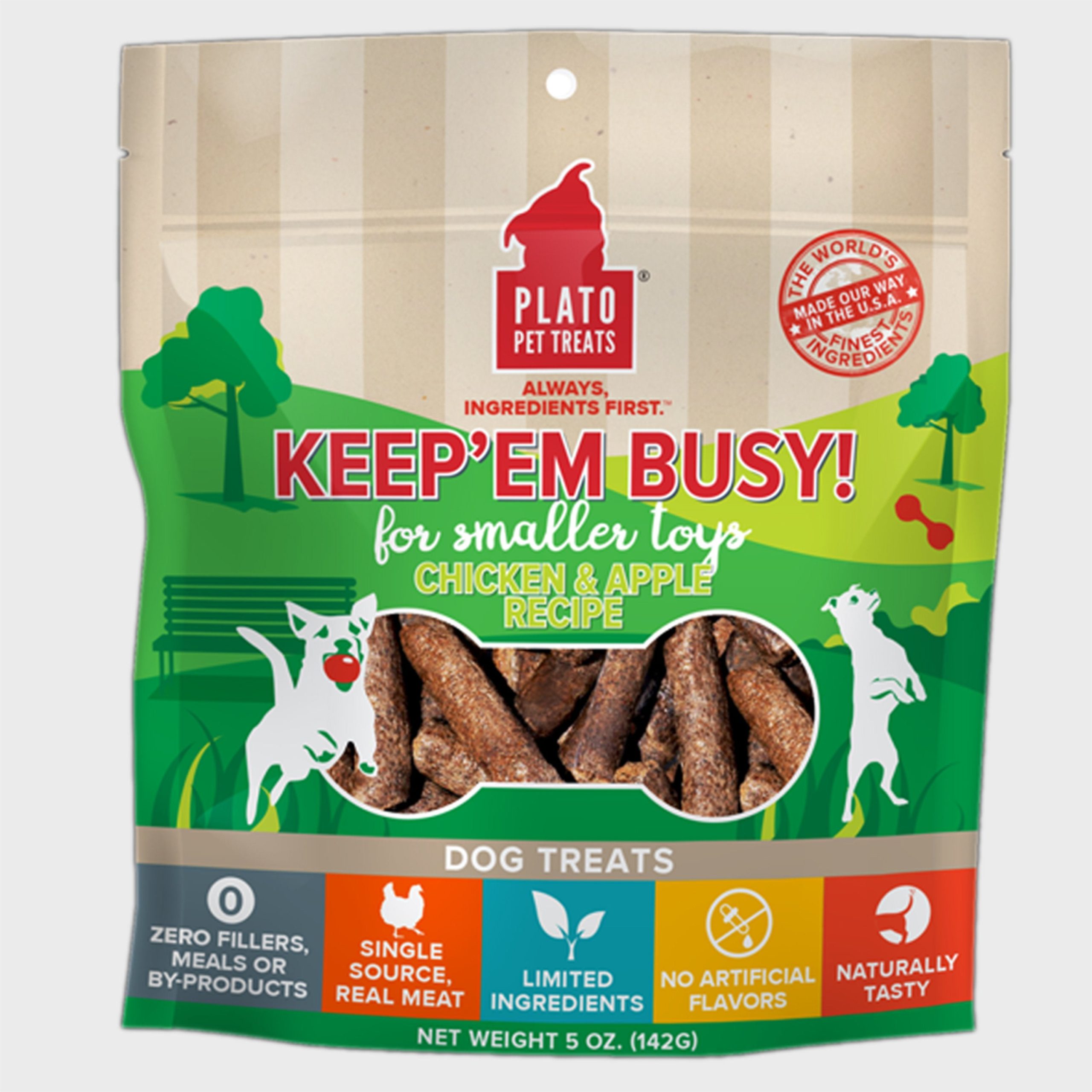 Plato Keep ‘Em Busy Chicken & Apple Dog Treats Small 5-oz