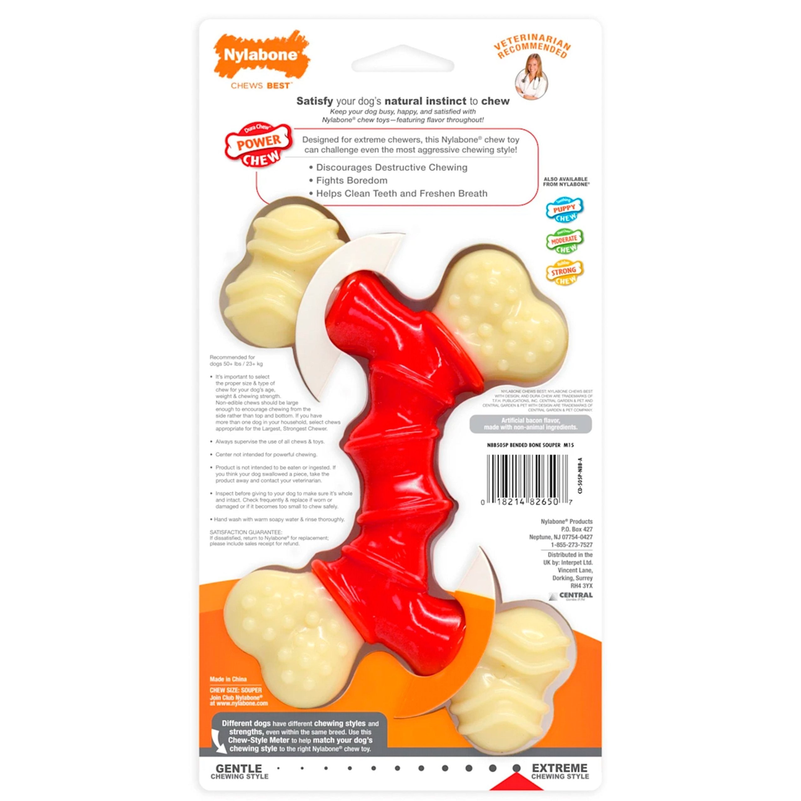 Nylabone Power Chew Double Bone Dog Toy Bacon XL/Souper – 50+ lbs