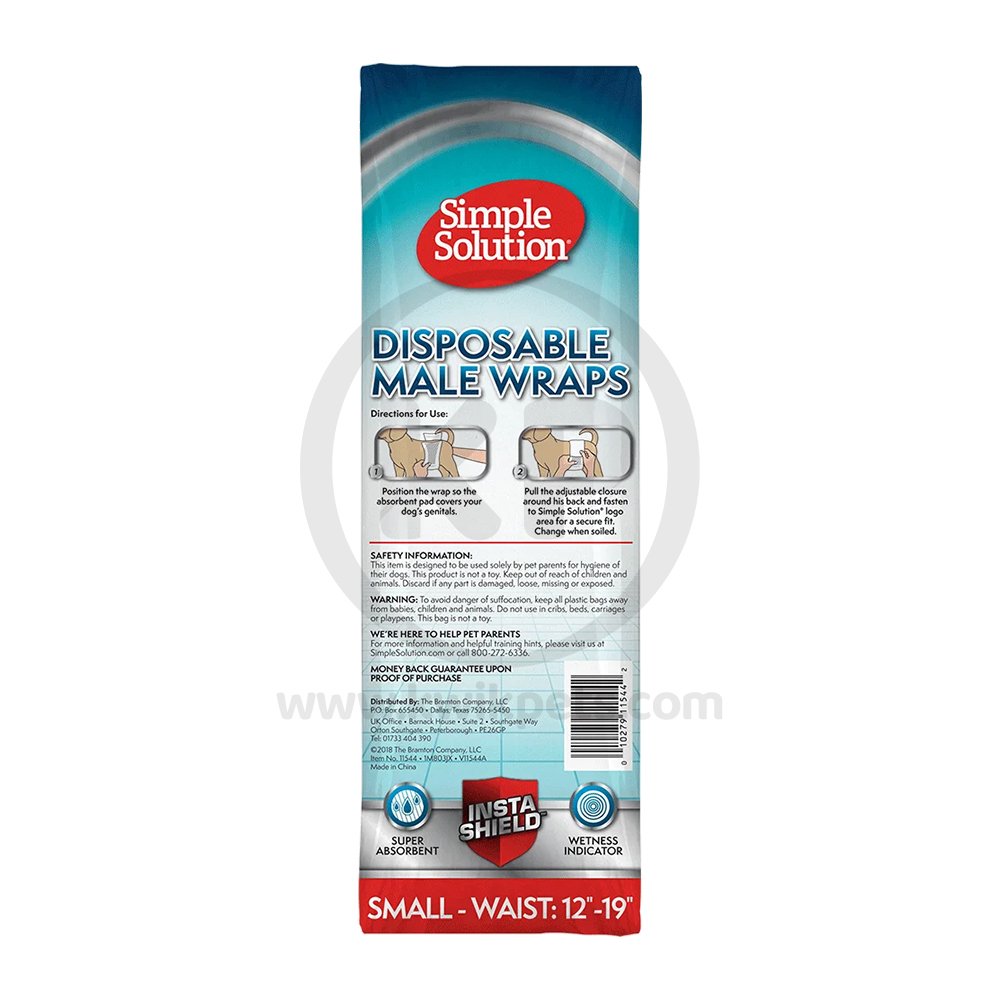 Simple Solution Disposable Male Wraps White Small 12 Count