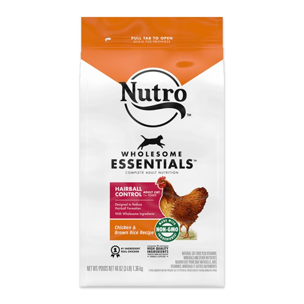 Nutro Wholesome Essentials Chicken & Brown Rice Hairball Control Adult Dry Cat Food 3-lb