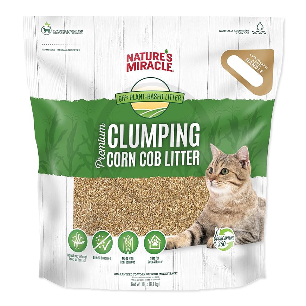 Nature’s Miracle Tough Odor Bio-Enzymatic Formula Premium Clumping Corn COB Litter 18-lb