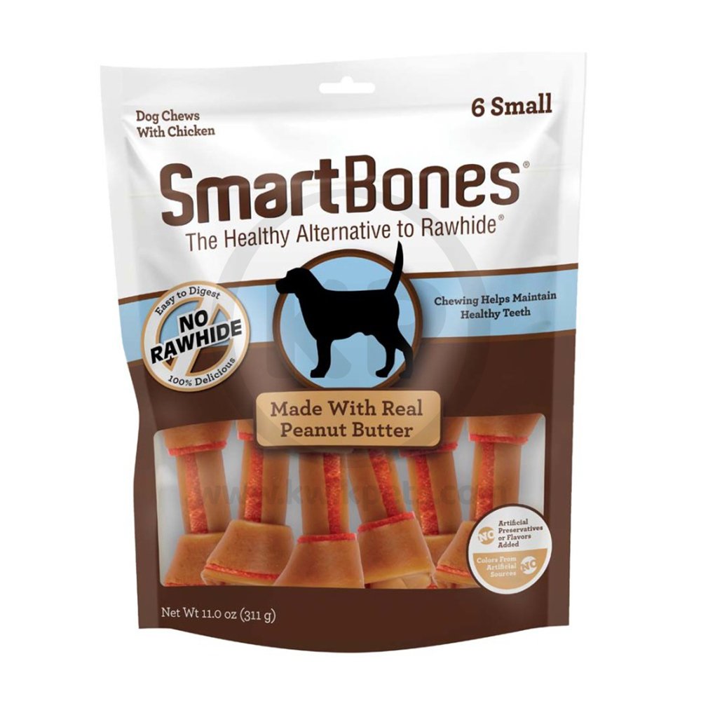 SmartBones Artificial-Free Small Classic Bone Chews Dog Treat Peanut Butter 6 Count 11-oz