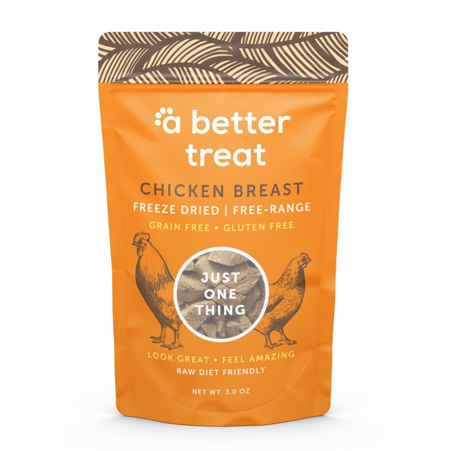 A Better Treat Just One Thing Freeze Dried Dog & Cat Treats Free Range Chicken Breast 3-oz