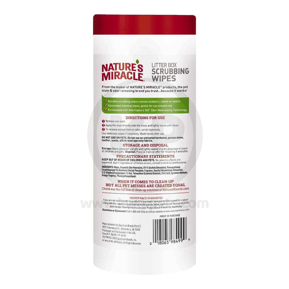 Nature’s Miracle Just for Cats Litter Box Scrubbing Wipes 30 Count