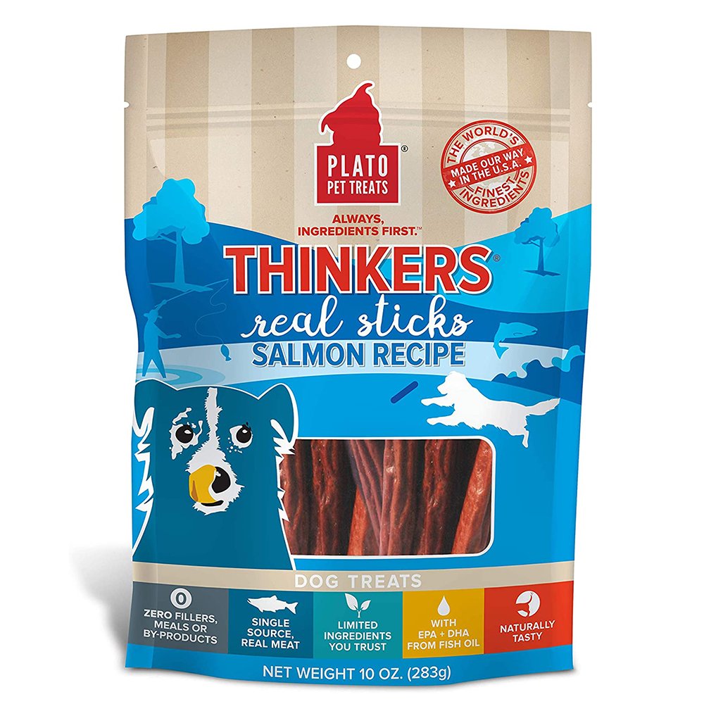 Plato Thinkers Real Sticks Salmon Dog Treats 10-oz