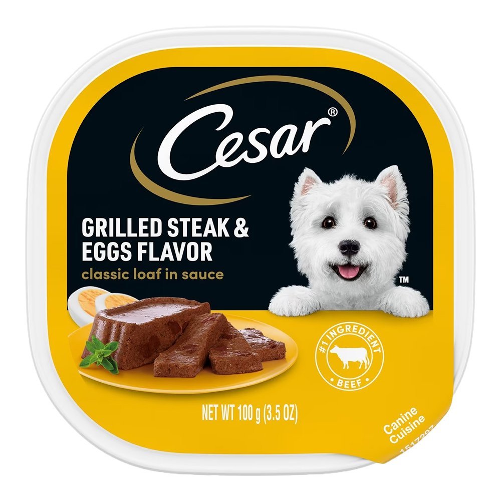 Cesar Sunrise Classic Loaf in Sauce Adult Wet Dog Food Grilled Steak & Eggs 3.5-oz