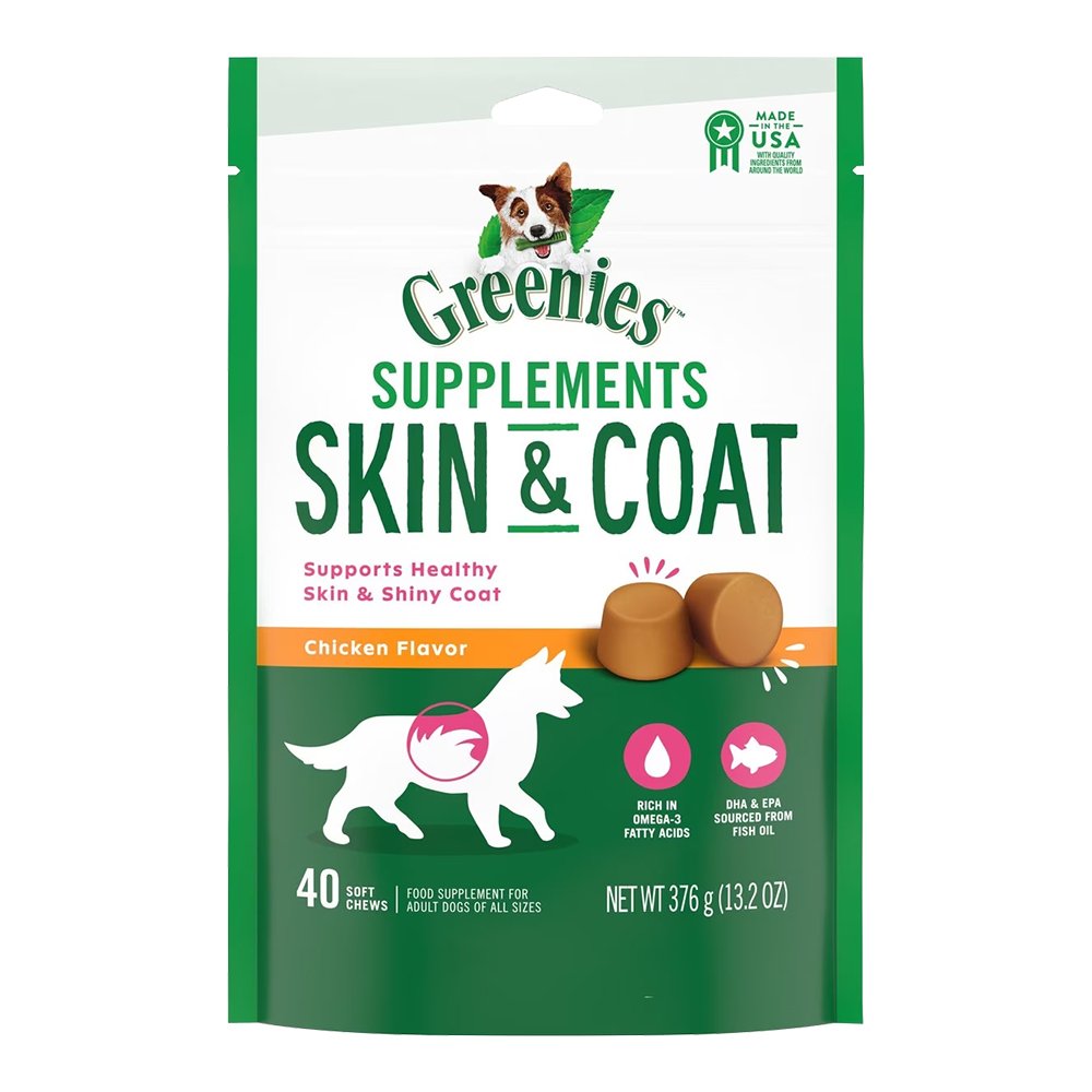 Greenies Skin & Coat Chicken Dog Food Supplement 40 Count 13.2-oz