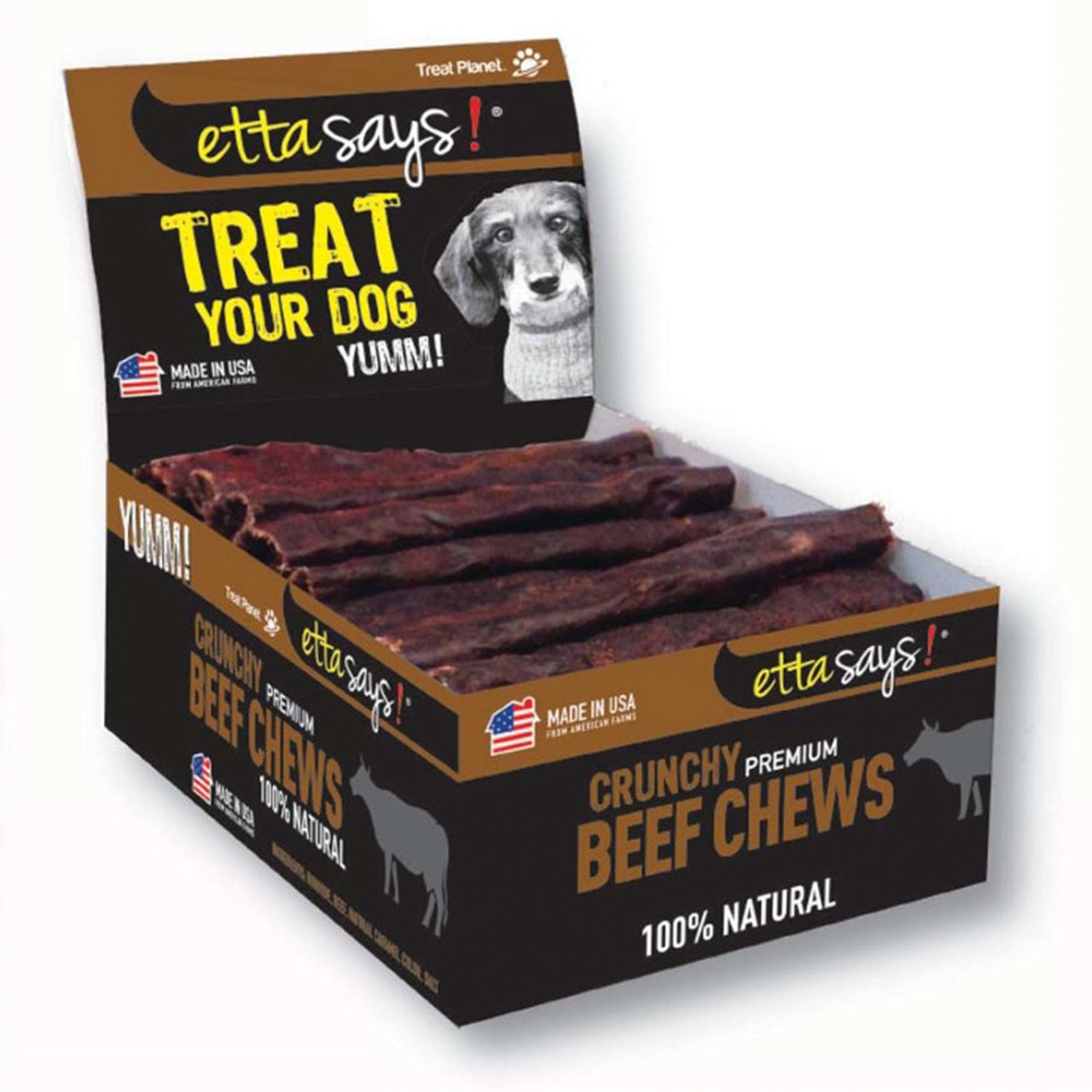 Etta Says! Premium Crunchy Beef Chews Dog Treat 36 Count