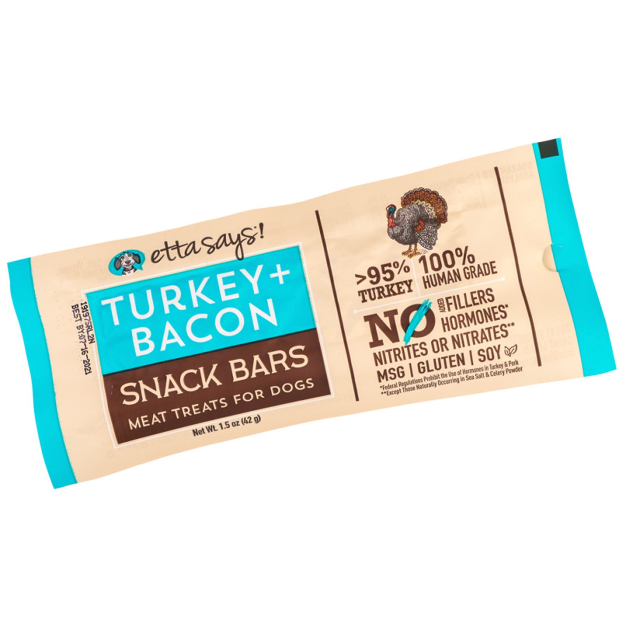 Etta Says! Meat Snack Bar Turkey & Bacon Dog Treats 1.5-oz