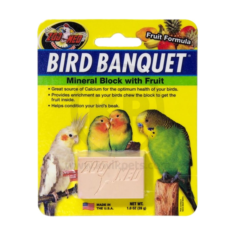 Zoo Med Bird Banquet Fruit Formula Mineral Block Pink Small 1-oz