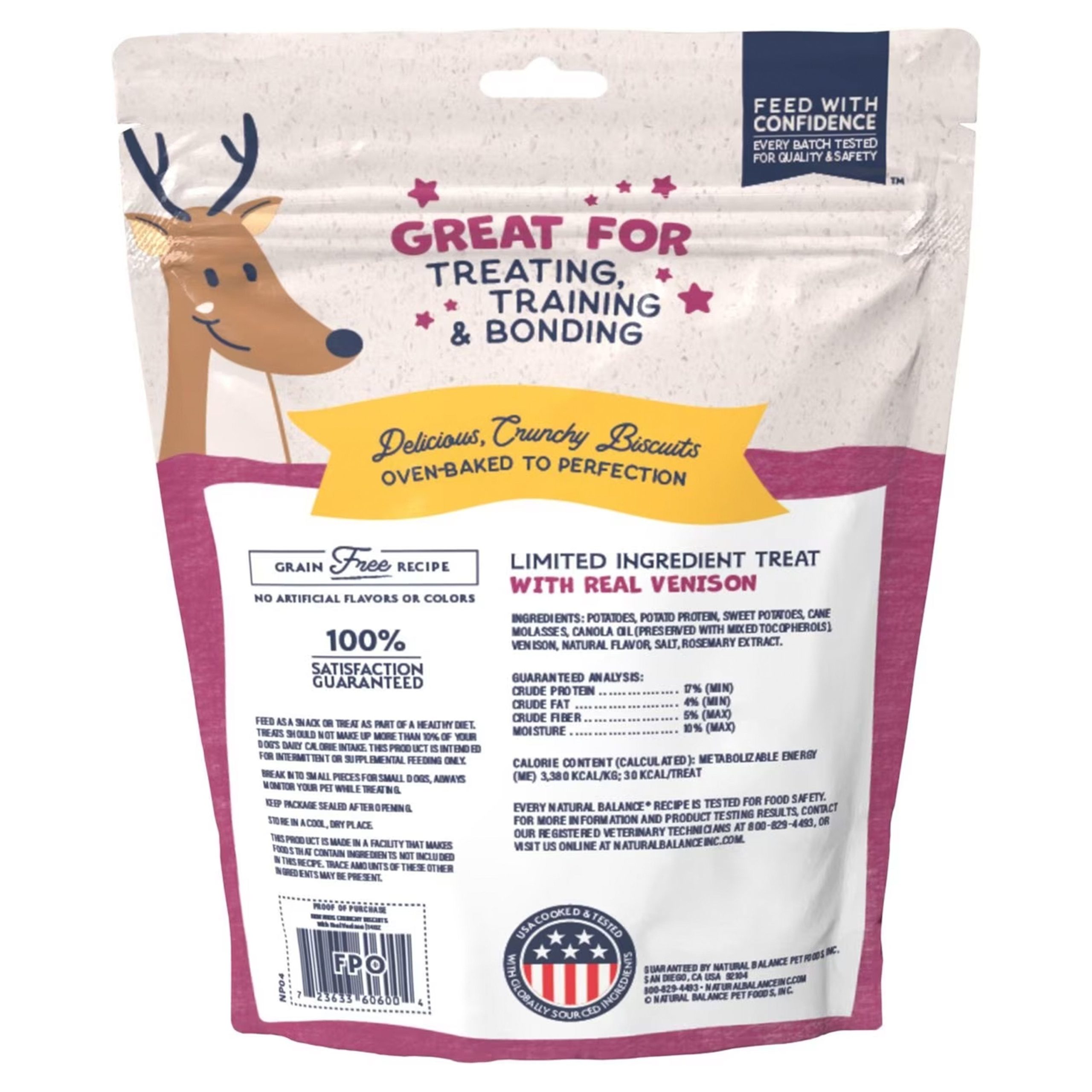 Natural Balance Pet Foods Rewards Crunchy Biscuits Dog Treats Venison 14-oz