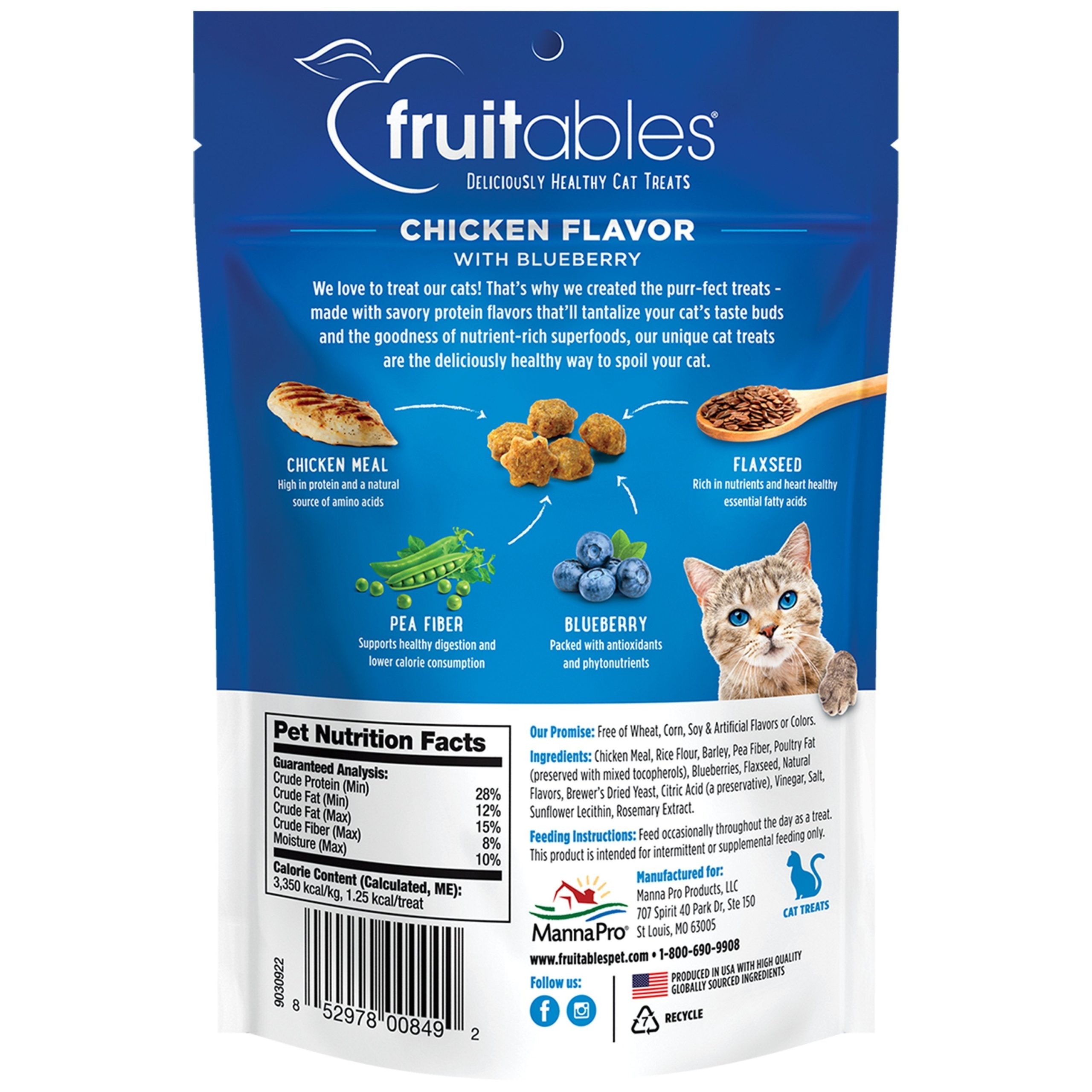 Fruitables Limited Ingredients Chicken w/Blueberry Crunchy Cat Treats 2.5-oz