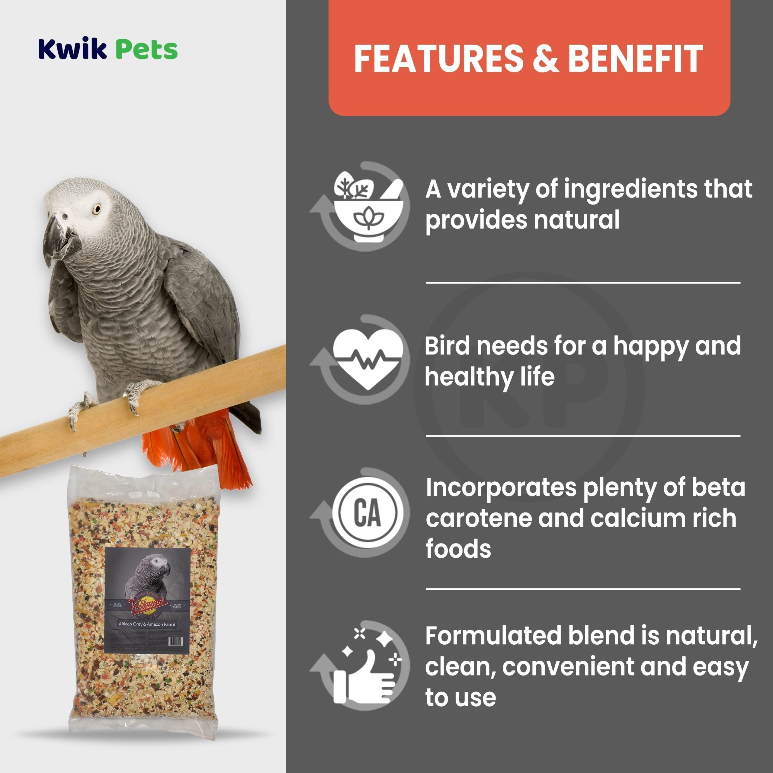 Volkman Seed Company Avian Science Super African Grey Parrot Bird Treat 20-lb