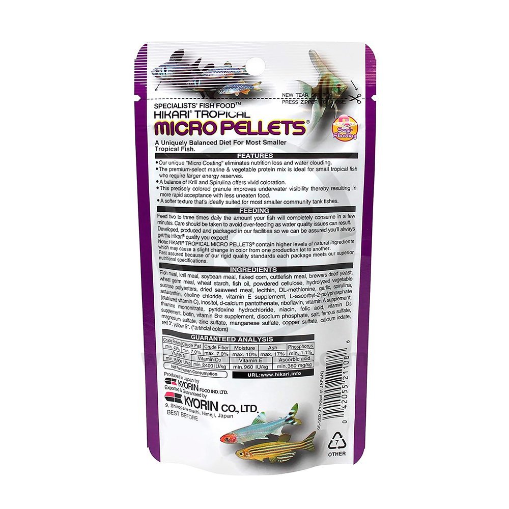 Hikari USA Tropical Semi-Floating Micro Pellets Fish Food 1.58-oz