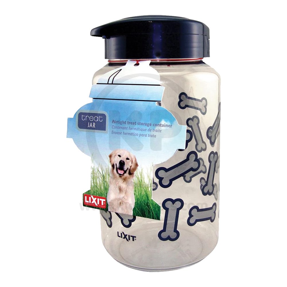 Lixit Dog Treat Jar Container Grey Clear Large