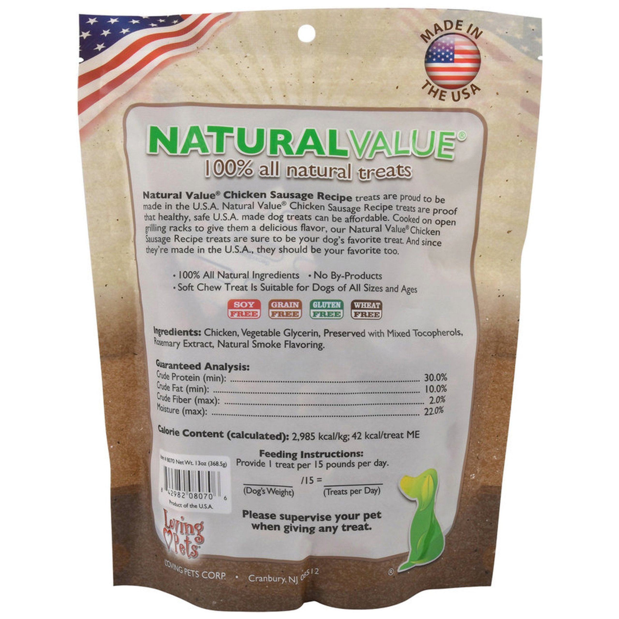 Loving Pets Natural Value Chicken Sausages Dog Treat 13-oz