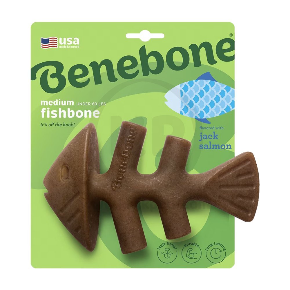 Benebone Jack Salmon Fishbone Dog Chew Toy Medium