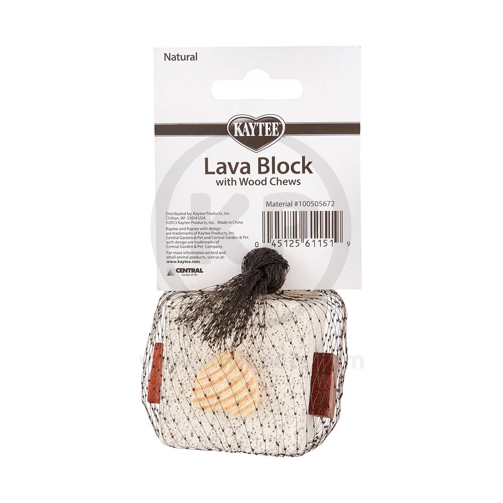 Kaytee Lava Block with Wood Chews for Small Animals 2.5 in X 2.5 in X 5 in