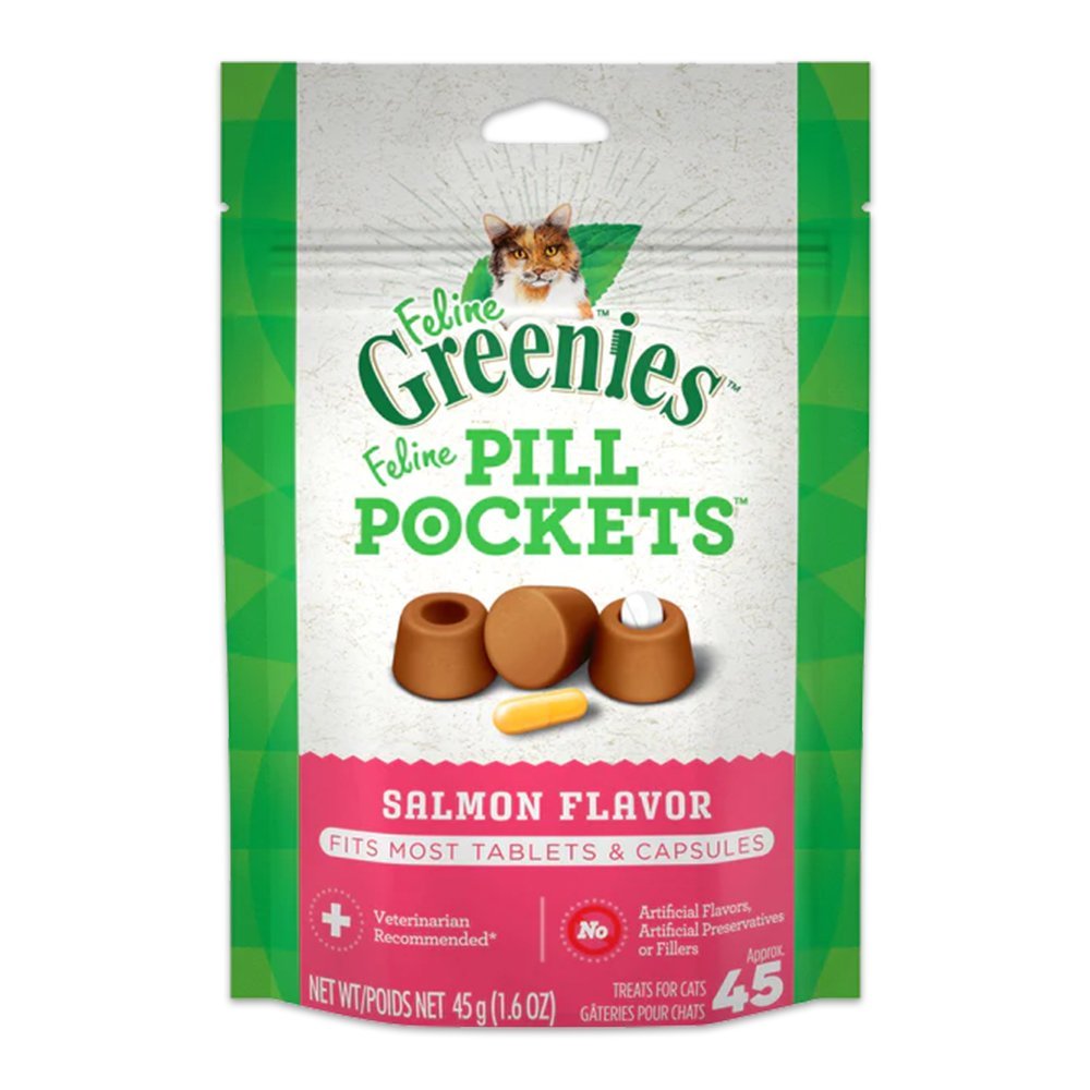 Greenies Feline Pill Pockets Cat Treats Salmon 1.6-oz 45 Count