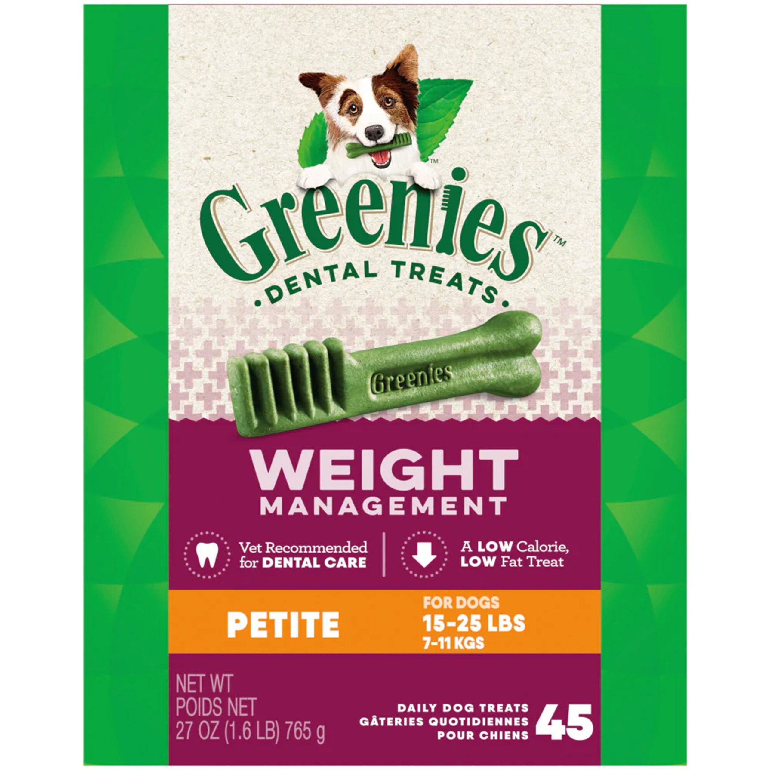 Greenies Weight Management Dog Dental Treats Petite 45 Count 27-oz