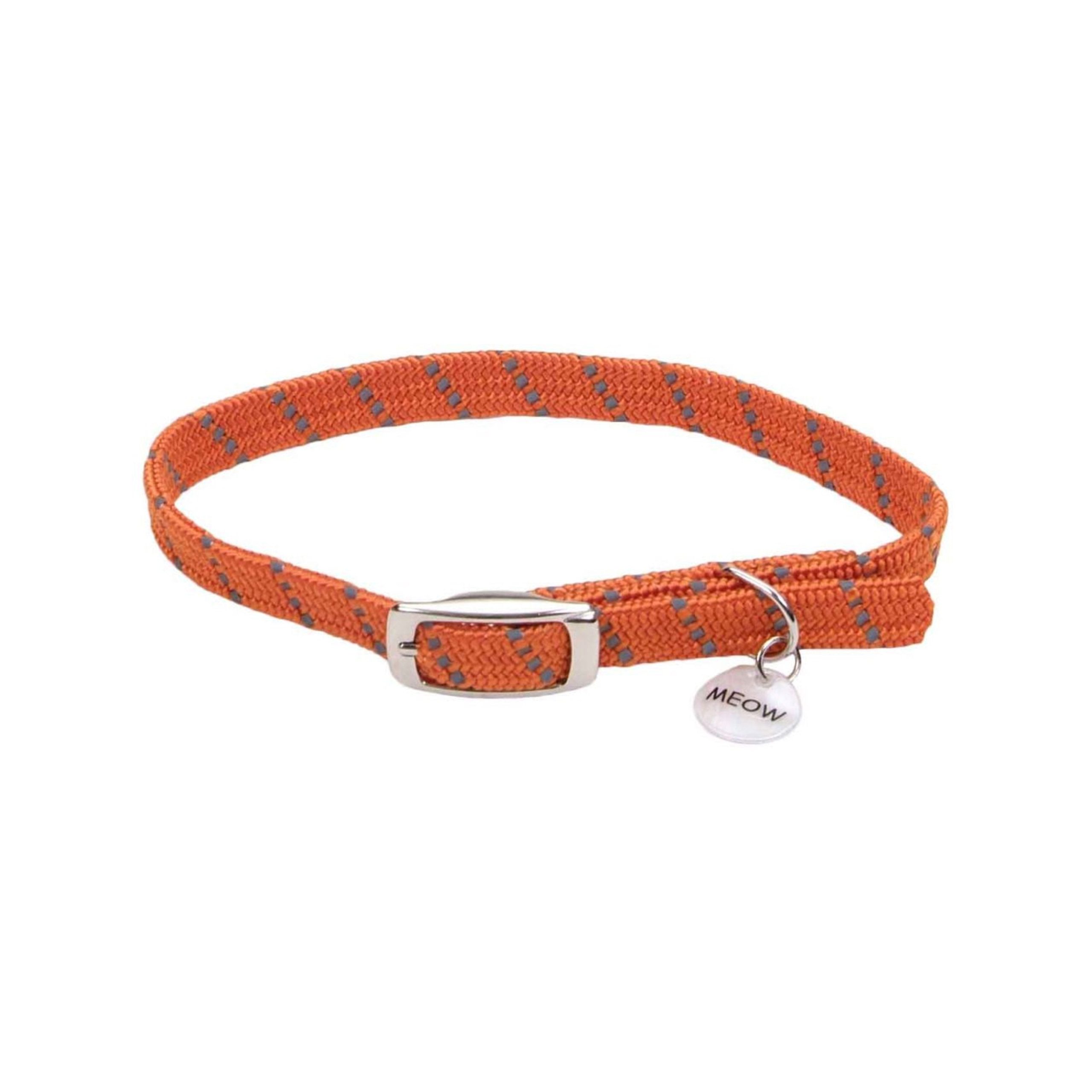 Elasta Cat Reflective Safety Stretch Collar with Reflective Charm Orange, 3/8 In X 10 in