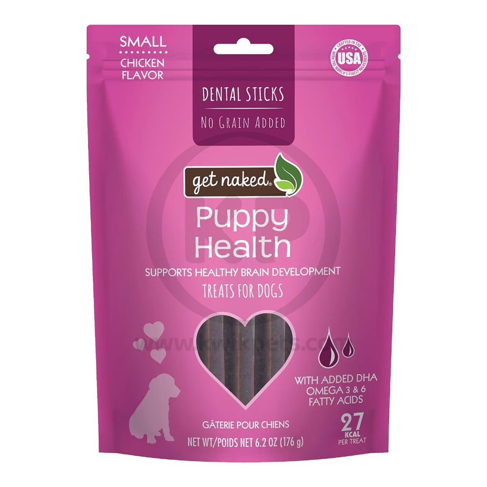 Get Naked Puppy Health Grain-Free Dental Stick Chicken Dog Treats Small 6.2-oz