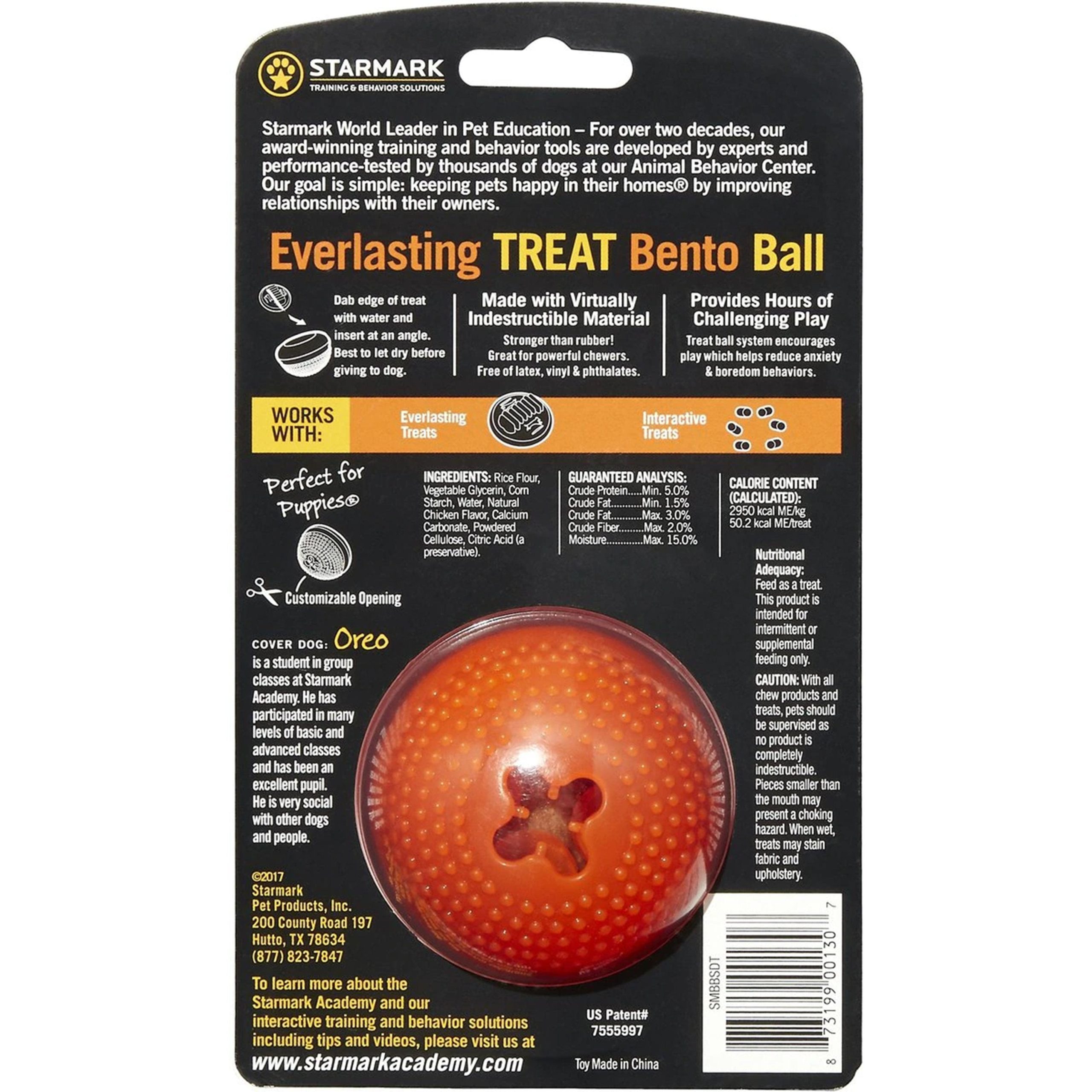 Starmark Bento Ball Dog Toy Orange Small