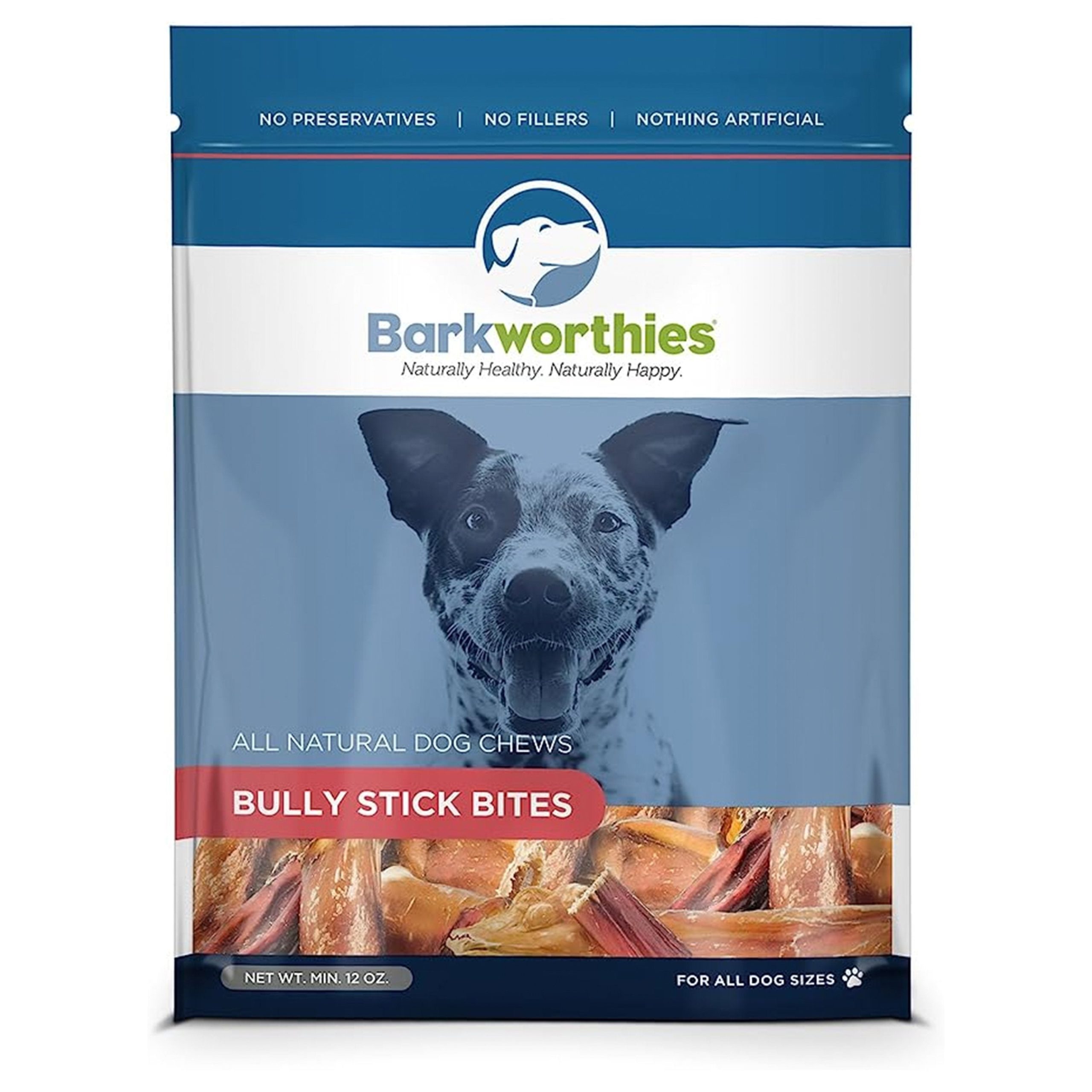 Barkworthies Bully Stick Bites Dog Chews 12-oz