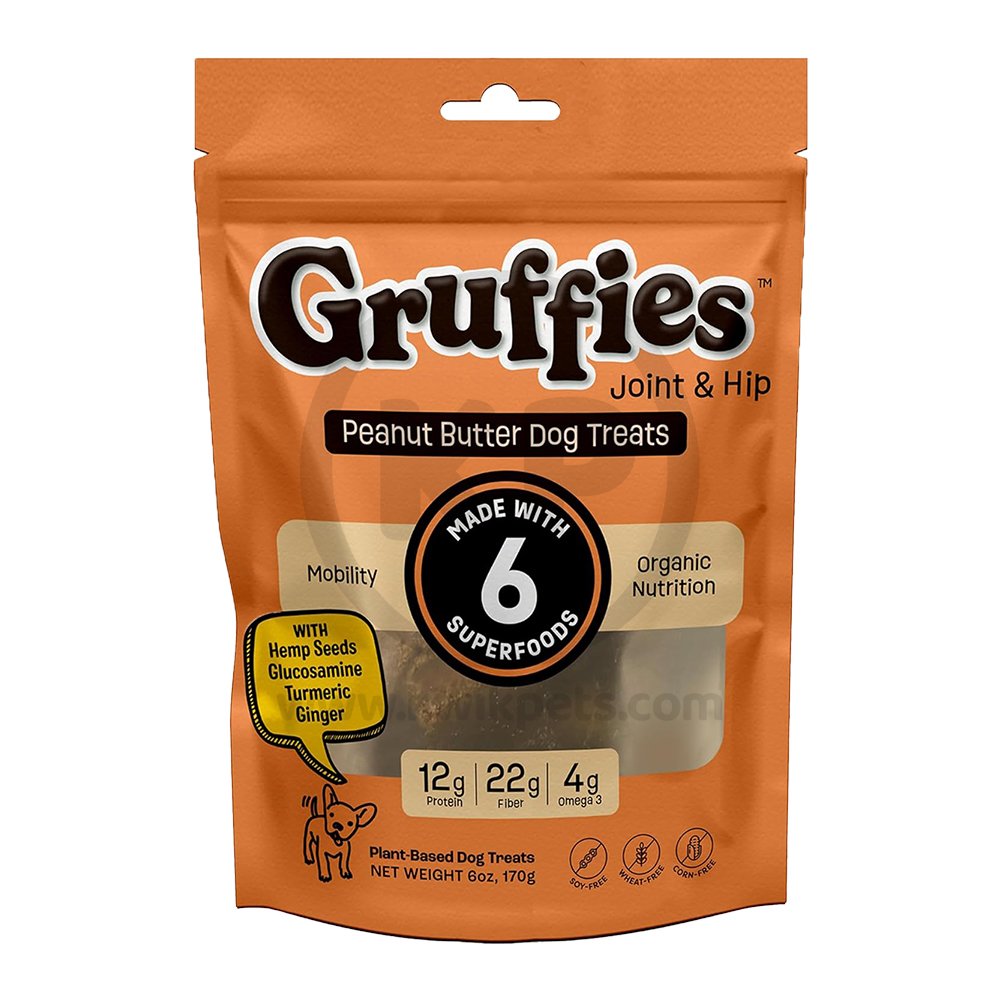 Green Gruff Gruffies Joint & Hip Dog Treats Peanut Butter 6-oz