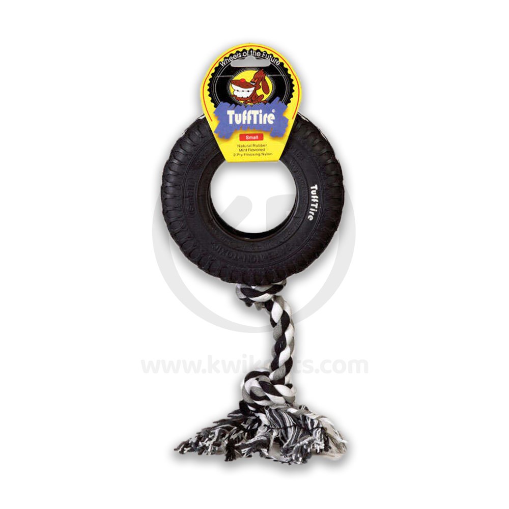 Boss Pet TuffTire Black Rubber Rope/Rubber Dog Tug Toy Large