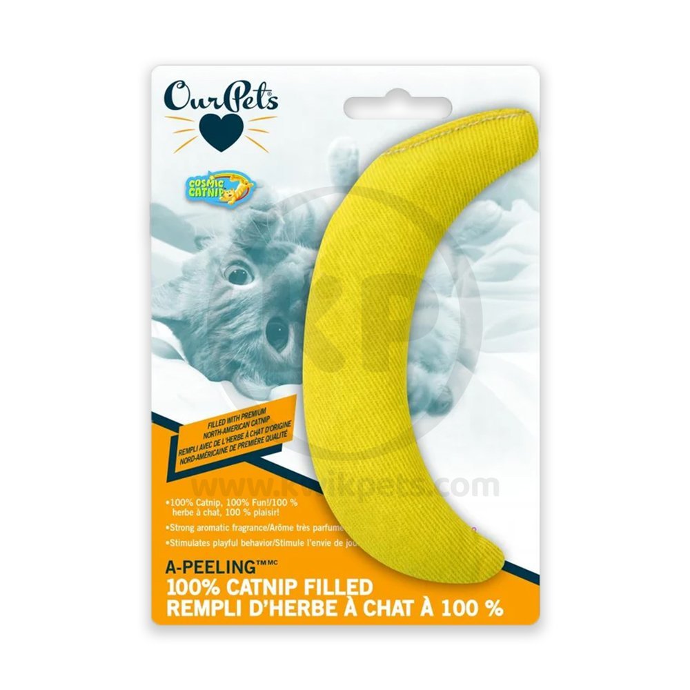 OurPets Cosmic Cat – Banana – A-peeling 100% Catnip Filled Cat Toy Yellow