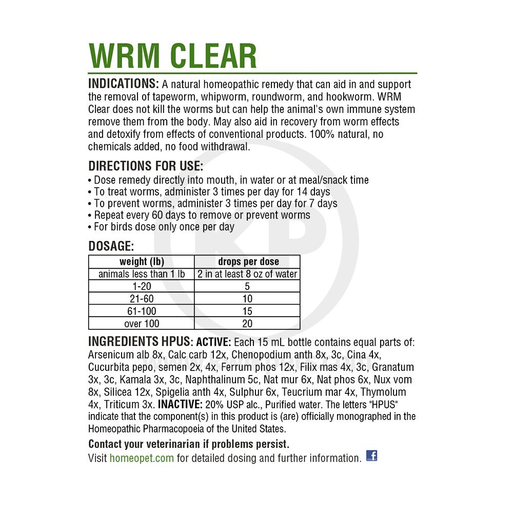 HomeoPet WRM Clear 15 ml