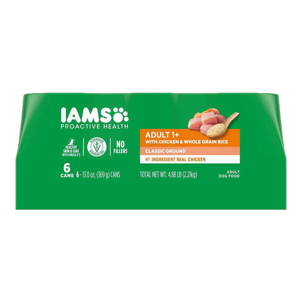 IAMS Proactive Health Paté Adult Wet Dog Food Pate with Chicken & Rice, 13-oz