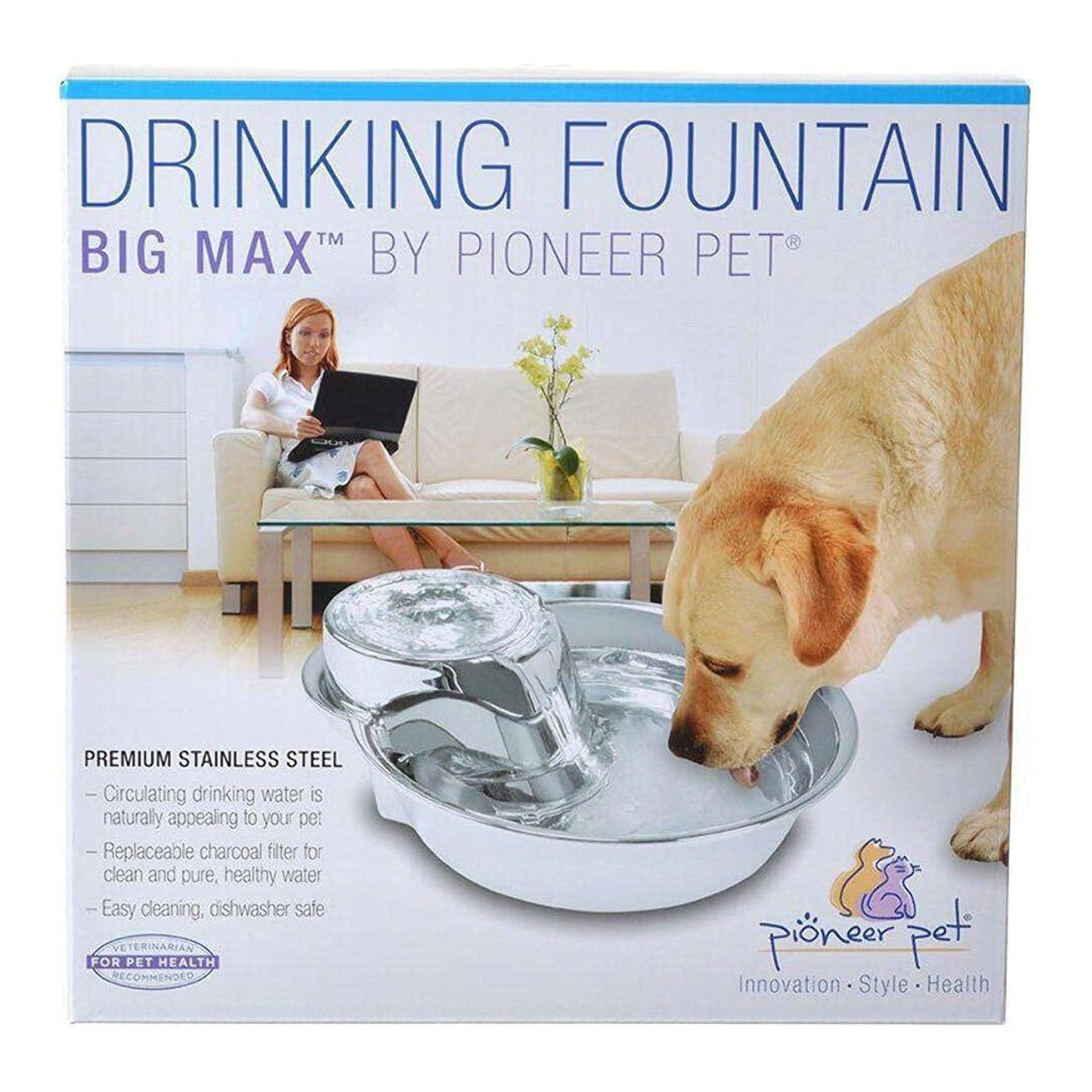 Pioneer Pet Big Max Stainless Steel Drinking Fountain 128-oz