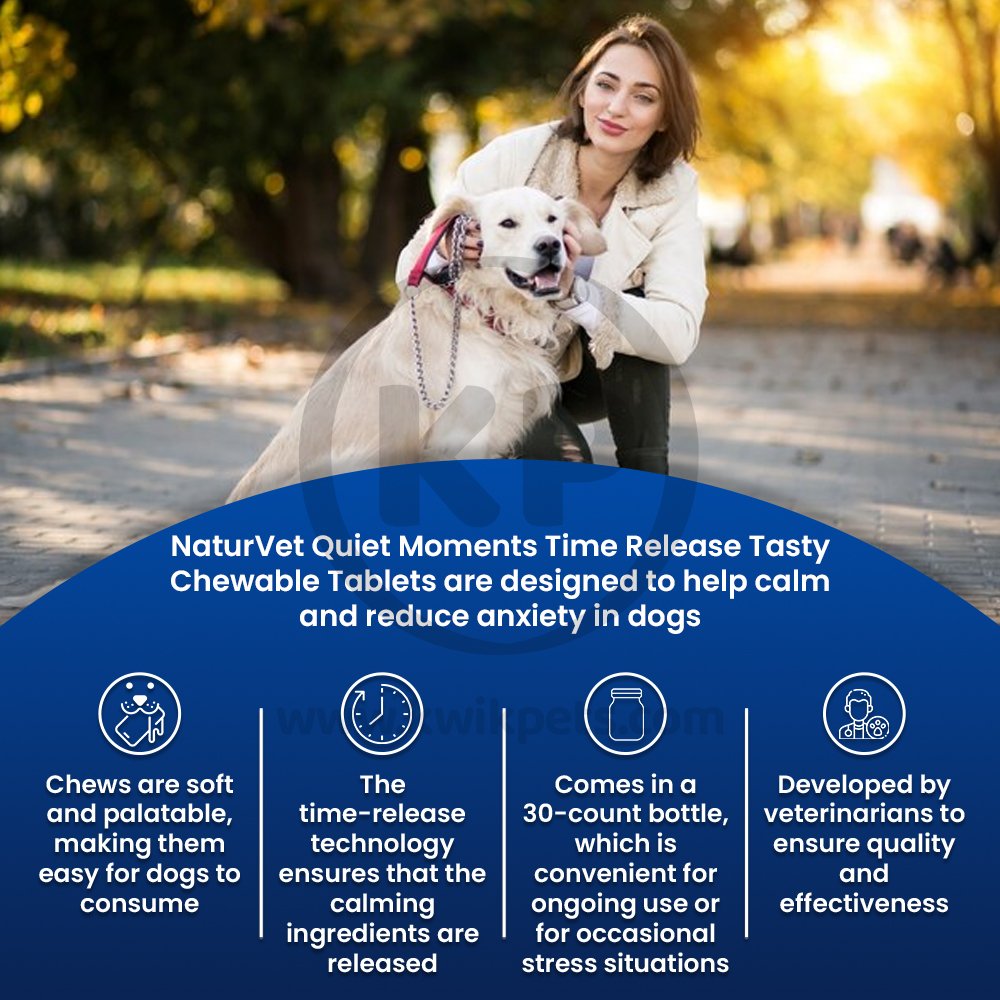 NaturVet Quiet Moments Time Release Tasty Chewable Tablets for Dogs 30 Count 3.1-oz